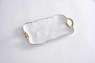 Pampa Bay Dishware Plate, 13.5 inches, White and Gold