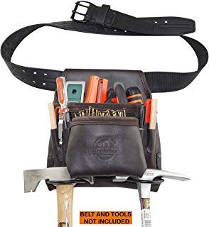 Graintex OS2252 8 Pocket Oil Tanned Leather Nail & Tool Pouch Dark Brown Color for Constructor/Electrician/Plumber