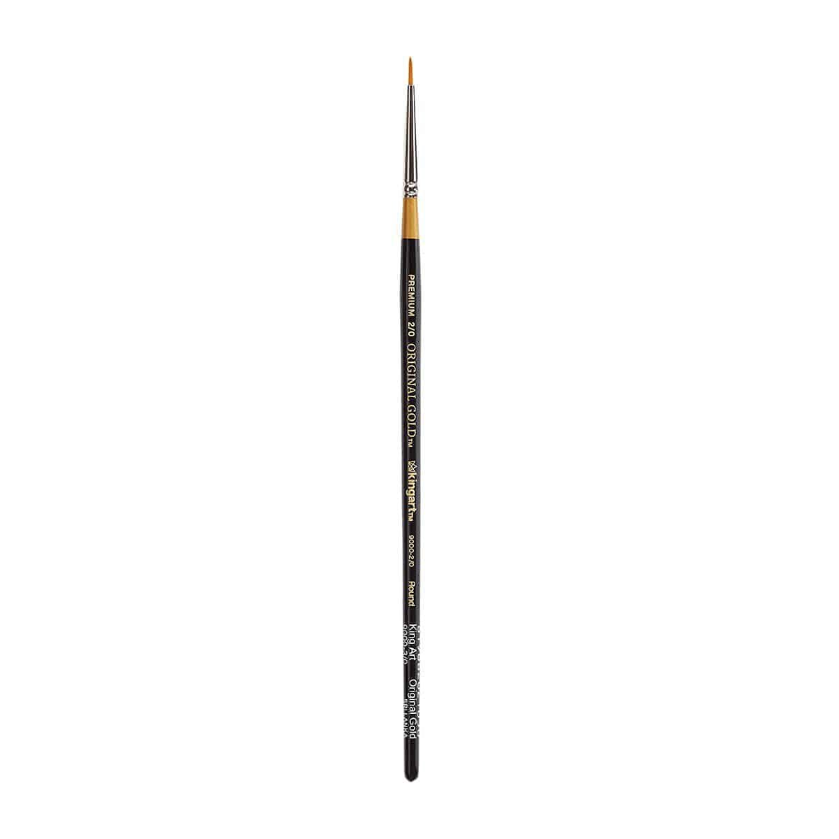 KINGART ORIGINAL , PREMIUM ARTIST BRUSH, GOLDEN TAKLON ROUND-SIZE: 2/0, Black/Gold