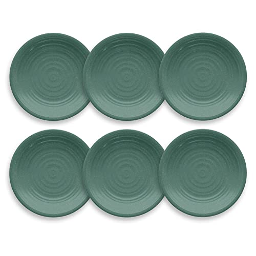 TarHong Planta Artisan Solid Salad Plate, 8.5", Planta (Majority Plant Based with Melamine Binder), Shatterproof, Indoor/Outdoor Entertaining, Set of 6, Matte Teal