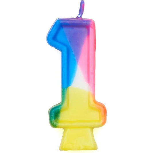 Unique Industries Rainbow Number 1 Birthday Candle, 1 Ct.