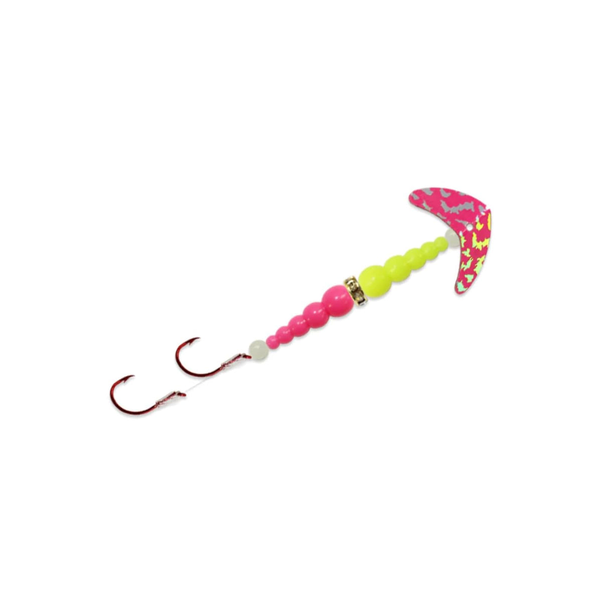 Mack's Lure Fishing Hook, #4, Hot Pink Silver Tiger/Yellow Chartreuse/Hot Pink