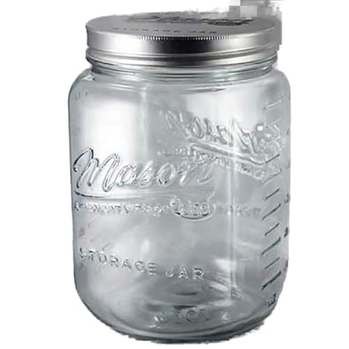 Grant Howard 51092 136 Ounce Classic Wide Mouthed Embossed Glass Mason Storage Jar Storage Container with Airtight Screw On Closing Lid