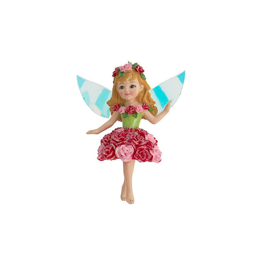Kurt Adler 4" Resin Flower Fairy Ornament, Red Skirt Flower Fairy