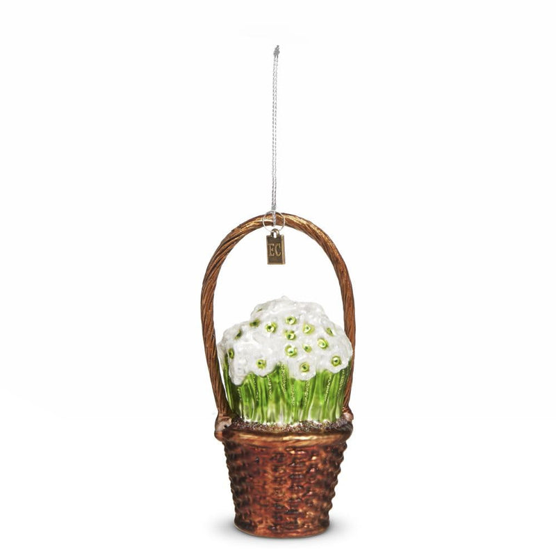 Raz Imports 2024 Easter 5.5" Basket of Paperwhites Ornament, White