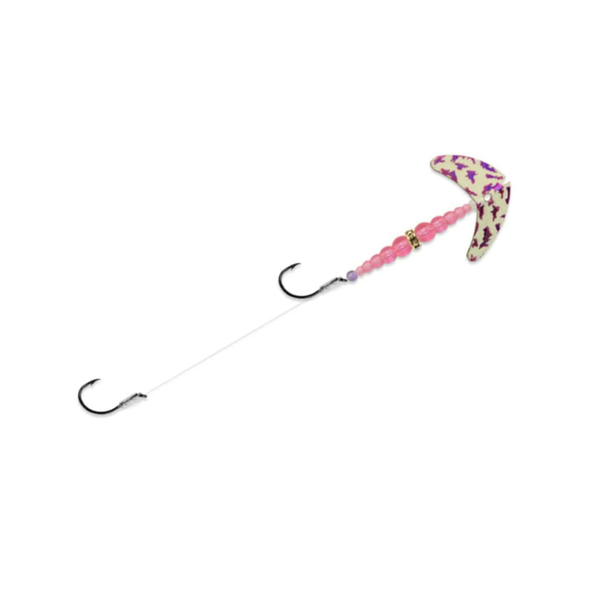Mack's Lure Fishing Hook, #4, Glow White Purple Tiger/Pink