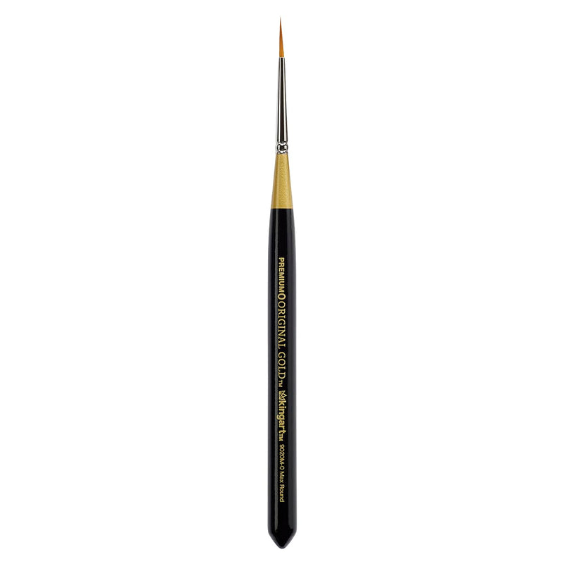 KINGART Premium Original Gold 9020M-0 Micro Detail Ultra Round - Mini Thick Handle Series Artist Brush, Golden Taklon Synthetic Hair, for Acrylic, Watercolor, Oil and Gouache Painting, Size 0