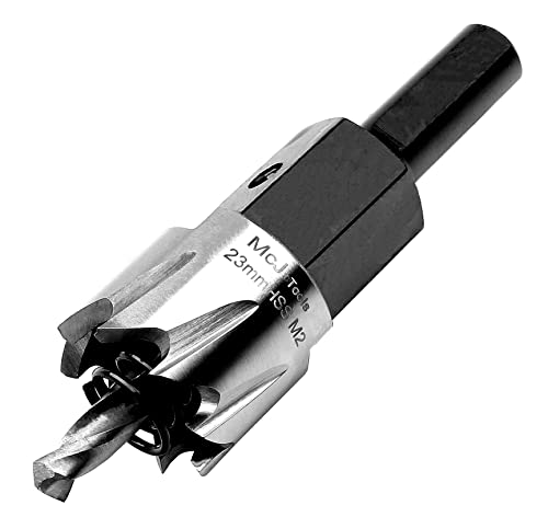 McJ Tools 23mm HSS M2 Drill Bit Hole Saw for Metal, Steel, Iron, Alloy, Ideal for Electricians, Plumbers, DIYs, Metal Professionals