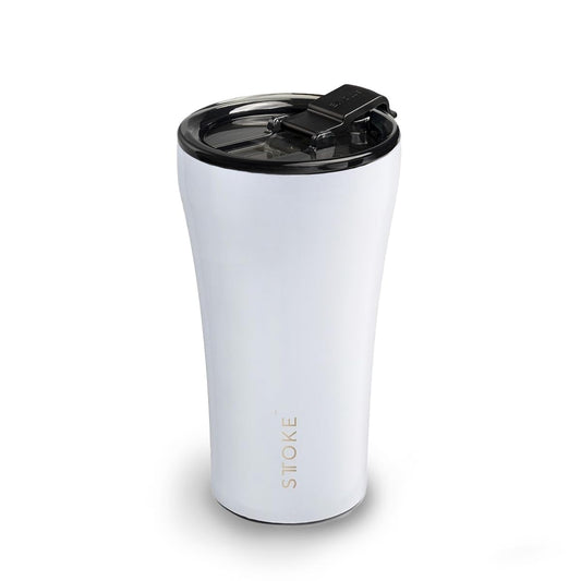 Sttoke Leakproof Ceramic Reusable Coffee Cup 12 oz - Angel White