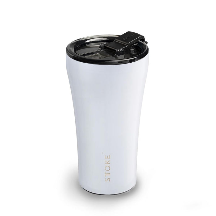 Sttoke Leakproof Ceramic Reusable Coffee Cup 12 oz - Angel White