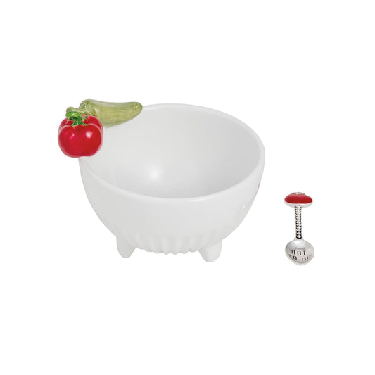 Mud Pie Dishware Bowl, dip 3" x 4 1/2" dia | spoon 3 1/2", Red with no text