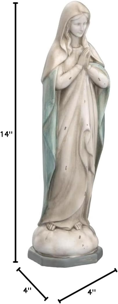 Comfy Hour The Story of Jesus Nativity Scene Collection 14" Resin Religious Praying Virgin Mary Statue, The Blessed Mother of The Immaculate Comception Home Madonna Figurine Gray