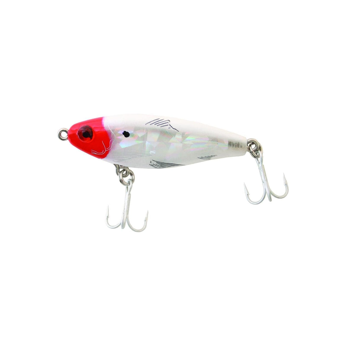 MirrOLure Fishing Hook, 2 5/8 Inch, Red Head, White Back & Belly, Silver Lumines