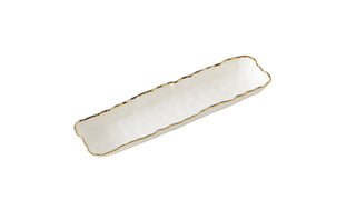 Pampa Bay Dishware Plate, 13 x 3 x 2 Inch, White and Gold