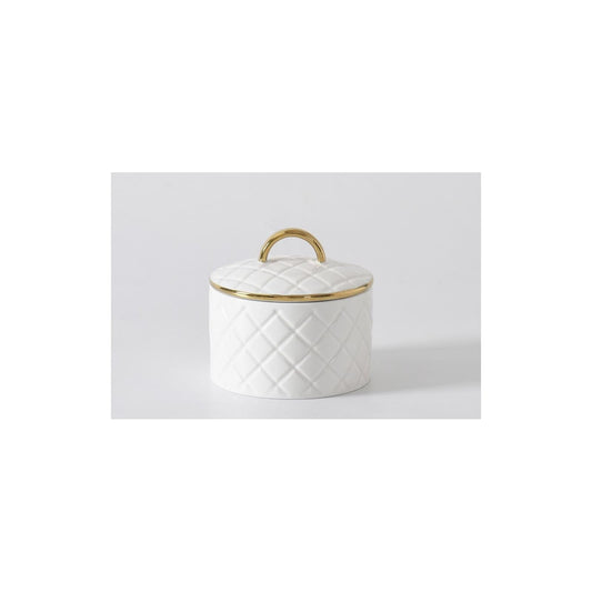 Pampa Bay Food Storage Container, Small, White&Gold