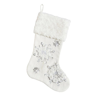 Comfy Hour Let It Snow Collection 18"x11" Silvery Snowflakes Stocking Christmas Decoration, Polyester