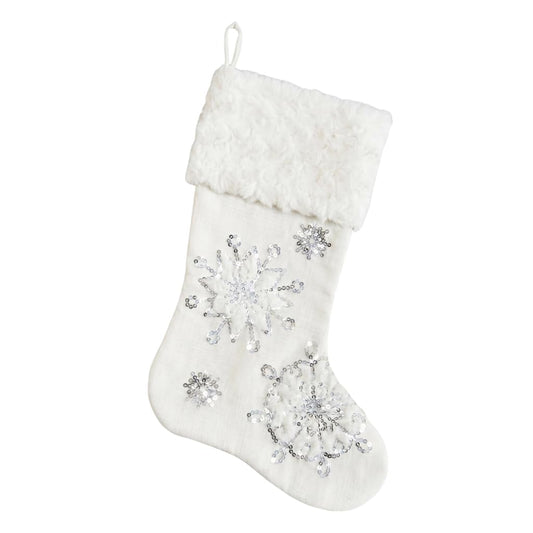 Comfy Hour Let It Snow Collection 18"x11" Silvery Snowflakes Stocking Christmas Decoration, Polyester