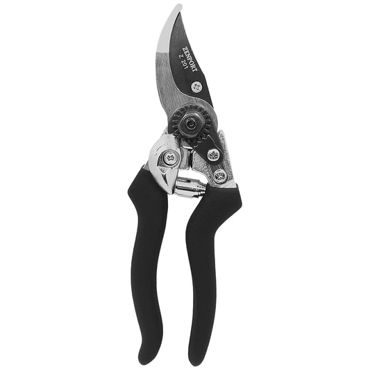 Zenport Z201 Heavy Duty Pruner, Bypass Euro, Black Handles, Steel, 8-Inch