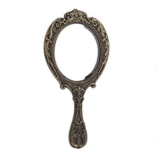 Unicorn Studio Veronese Design 10 Inch Vintage Skull Brooch Victorian Hand Mirror Cold Cast Resin Bronze Finish Statue Home Decor