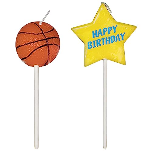 Basketball Birthday Toothpick Candle Set