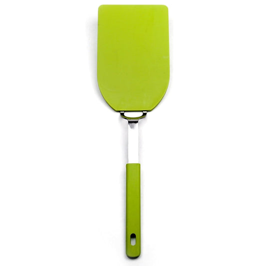 RSVP International Kitchen Tool Collection Flexible Nylon Spatula, Stainless Steel Handle, 13.5x3.75", Green