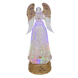 Kurt S. Adler 10.24 Inch Battery Operated LED Swirl Glitter Angel