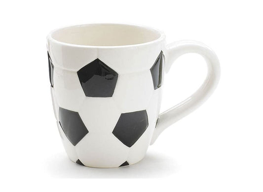 burton + BURTON Ceramic Soccer Ball Design Sports Coffee Tea Mug with Handle Great Gift Idea for Coaches, Soccer Fans, Soccer Players - Black/White, 15 Oz