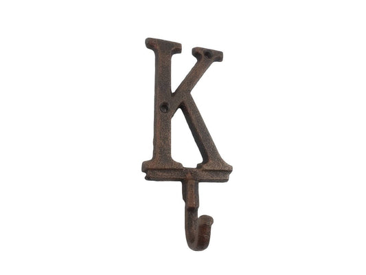HANDCRAFTED NAUTICAL DÉCOR Rustic Copper Cast Iron Letter K Alphabet Wall Hook 6"