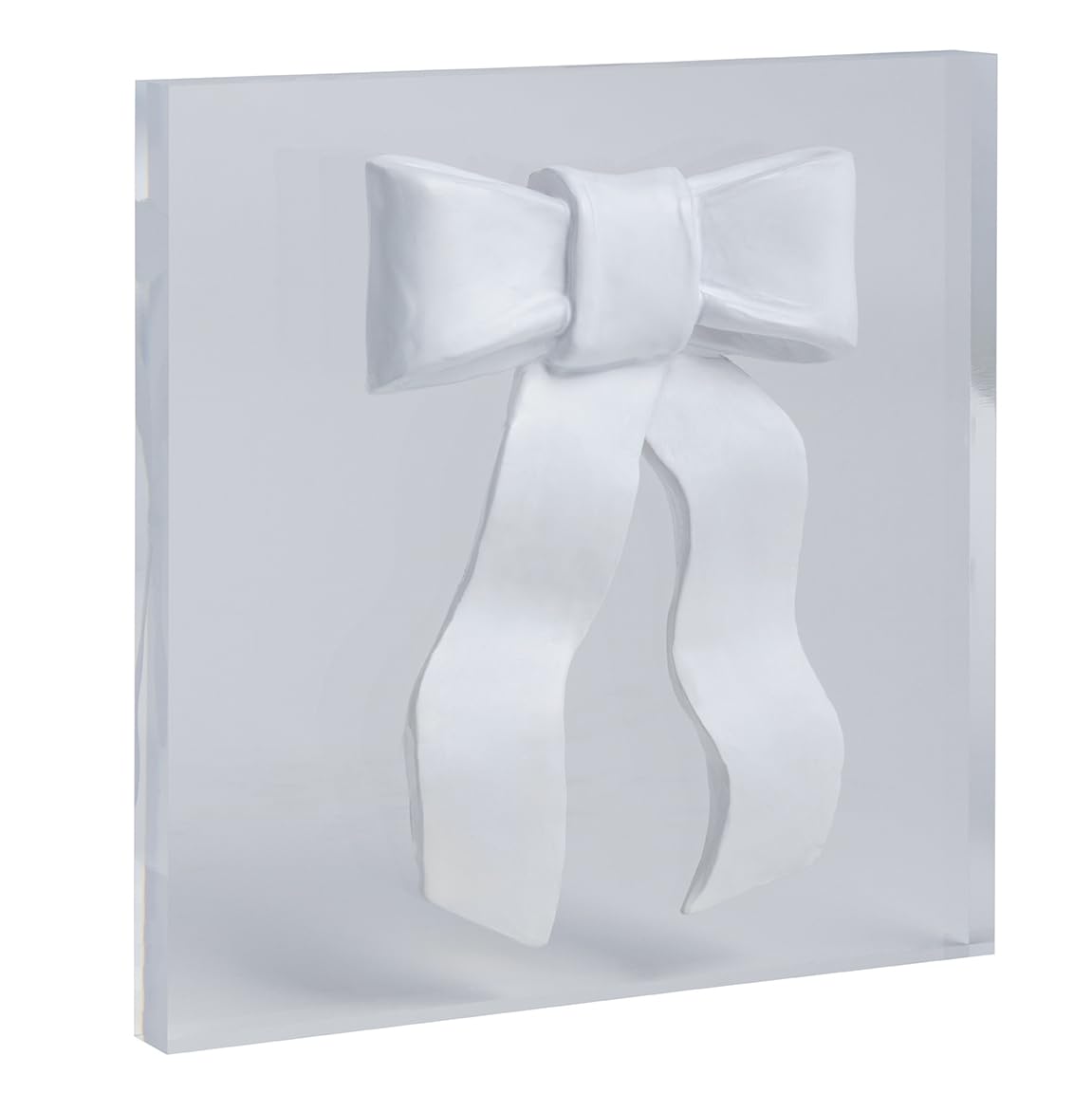 Mud Pie Decorative Signage, 5" x 5", White Long Bow