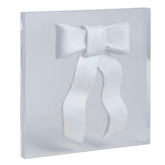 Mud Pie Decorative Signage, 5" x 5", White Long Bow