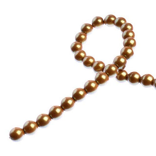Czech Glass Imitation Pearls 8in Strand 6mm Iridescent Sandy Brown 30pcs
