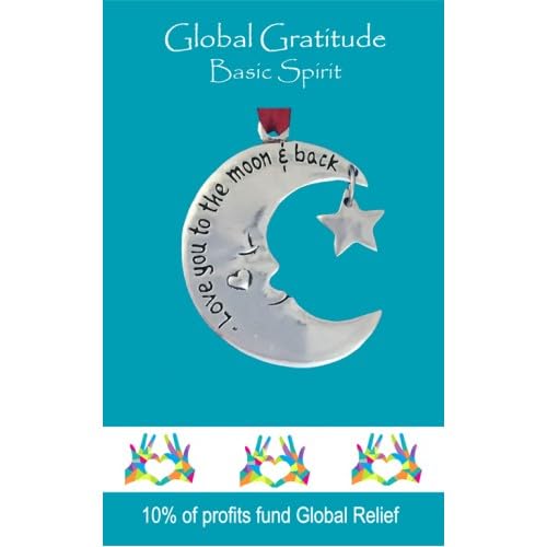 Basic Spirit Pewter Love to Moon Christmas Tree Ornament Decoration Peace On Earth