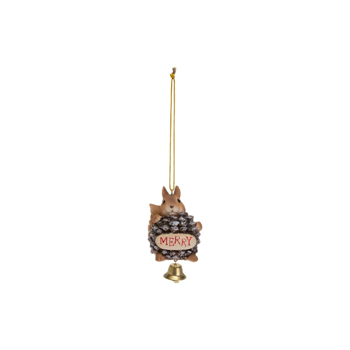 Boston International Hanging Ornament, 3-Inches, Merry Squirrel With Bell