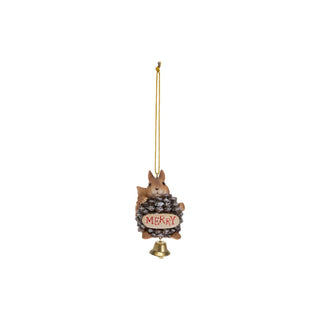 Boston International Hanging Ornament, 3-Inches, Merry Squirrel With Bell