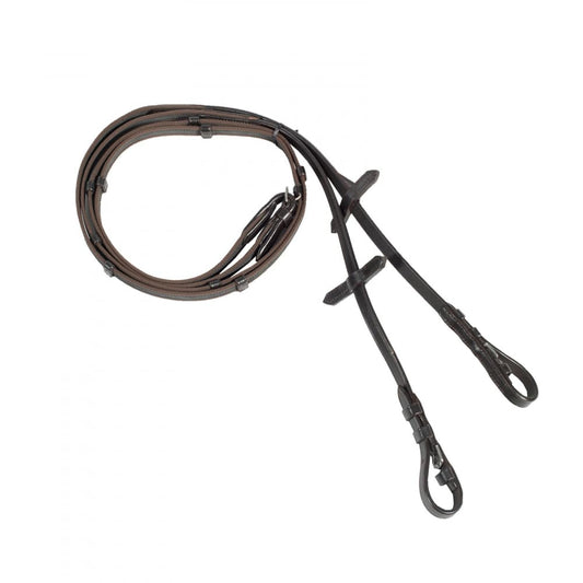 HORZE 57 Inch English Reins, Brown Web Reins With Hand Stops