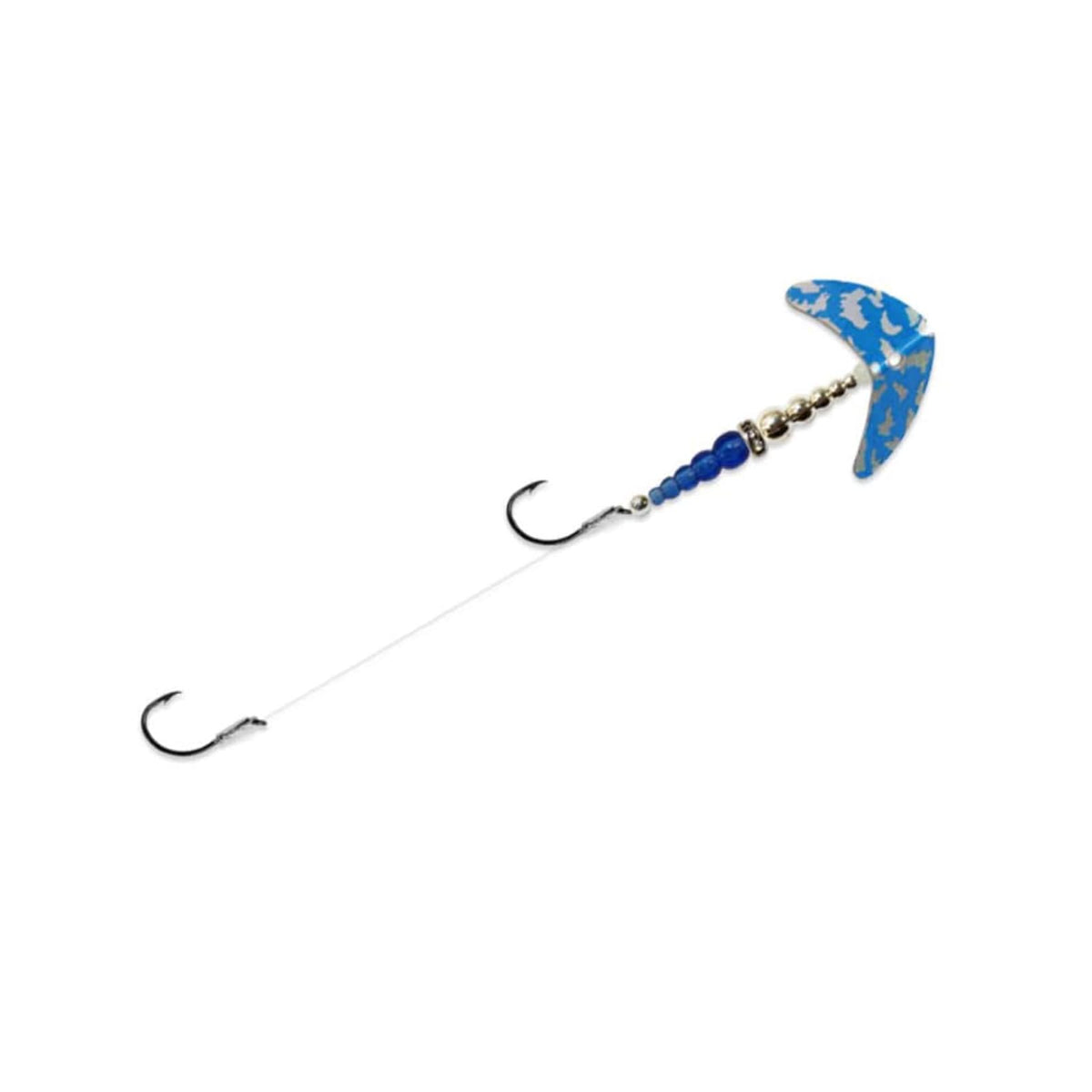 Mack's Lure Fishing Hook, #4, Blue Silver Tiger/Chrome/Blue