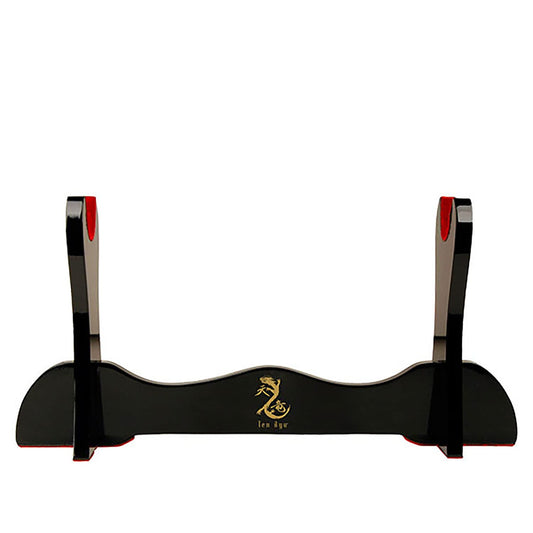 Master Cutlery Ten Ryu ‚Äö√Ñ√¨ Samurai Sword Stand ‚Äö√Ñ√¨ Black Lacquered Wood Single Sword Stand with Red Velvet Holders and Ten Ryu Logo on Stand, Display Your Collection with Pride ‚Äö√Ñ√¨ MA-1SD