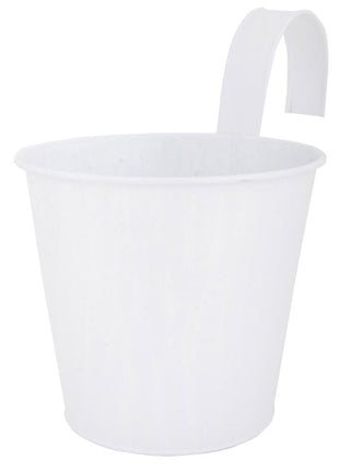 Esschert Design USA White Metal Round Balcony Flower Pot (Discontinued by Manufacturer)