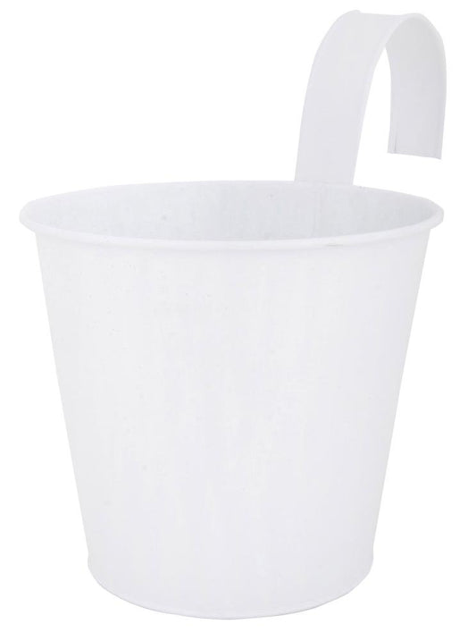 Esschert Design USA White Metal Round Balcony Flower Pot (Discontinued by Manufacturer)