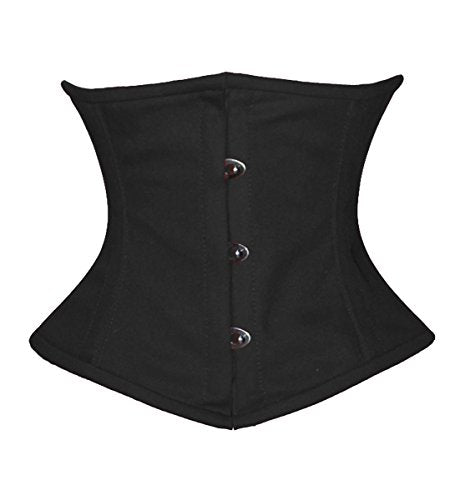 Luvsecretlingerie Full Steel Boned Cotton Waist Cincher Underbust Shaper Corset,L (For waist 32"-33"),Black
