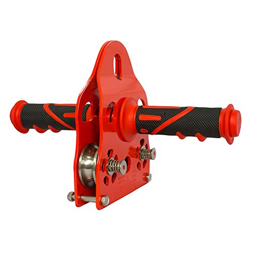 Fusion Climb Z-Max Speed Stainless Steel Pulley Grip Red Trolley, Zipline kit, Backyard Set, Swing Set, Universal Pulley (FP-8159-RED)