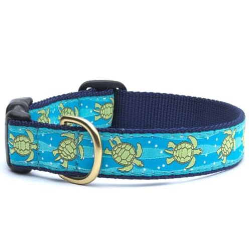 Up Country Sea Turtle Pattern Dog Collars and Leashes (Sea Turtle Dog Collar, Large (15 to 21 inches) 1 Inch Wide Width)