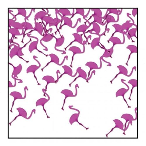 Beistle Pink Flamingo Cutout Plastic Confetti-1 Pack / .5oz, 0.5 oz, Cerise