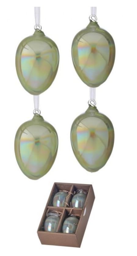 Regency International Iridescent Glass Egg Ornament Box (Green)