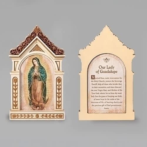 Roman Joseph's Studio Our Lady of Guadalupe Table Top Shrine Decorative Plaque, 6.25-inch Height, Resin, Religious Decoration