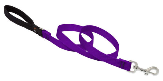 Dog Leash by Lupine in 3/4" Wide Purple 4-Foot Long with Padded Handle