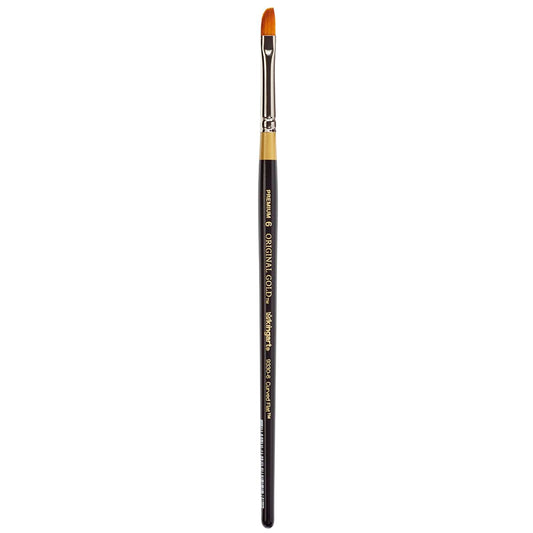 KINGART Premium Original Gold 9330-6 Curved Flat Shader Series Artist Brush, Golden Taklon Synthetic Hair, Short Handle, for Acrylic, Watercolor, Oil and Gouache Painting, Size 6