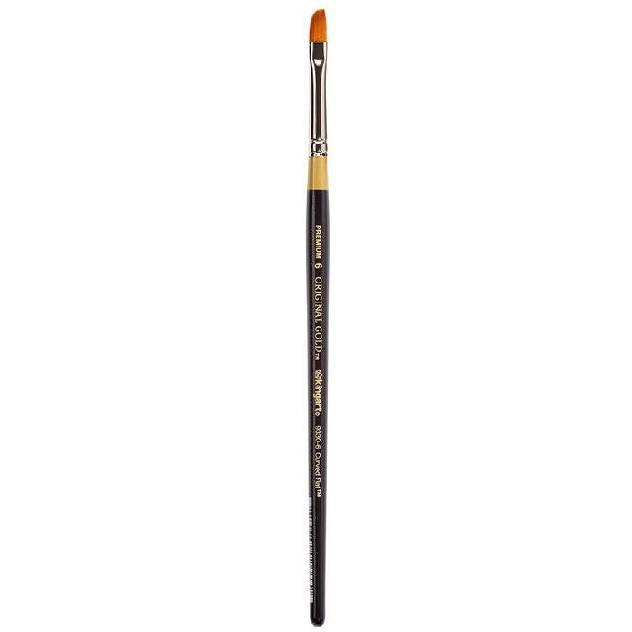 KINGART Premium Original Gold 9330-6 Curved Flat Shader Series Artist Brush, Golden Taklon Synthetic Hair, Short Handle, for Acrylic, Watercolor, Oil and Gouache Painting, Size 6