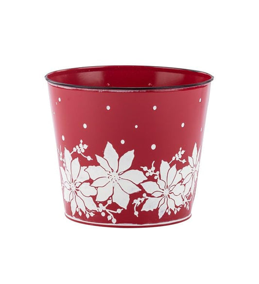 6.5" Red Pot with White Poinse