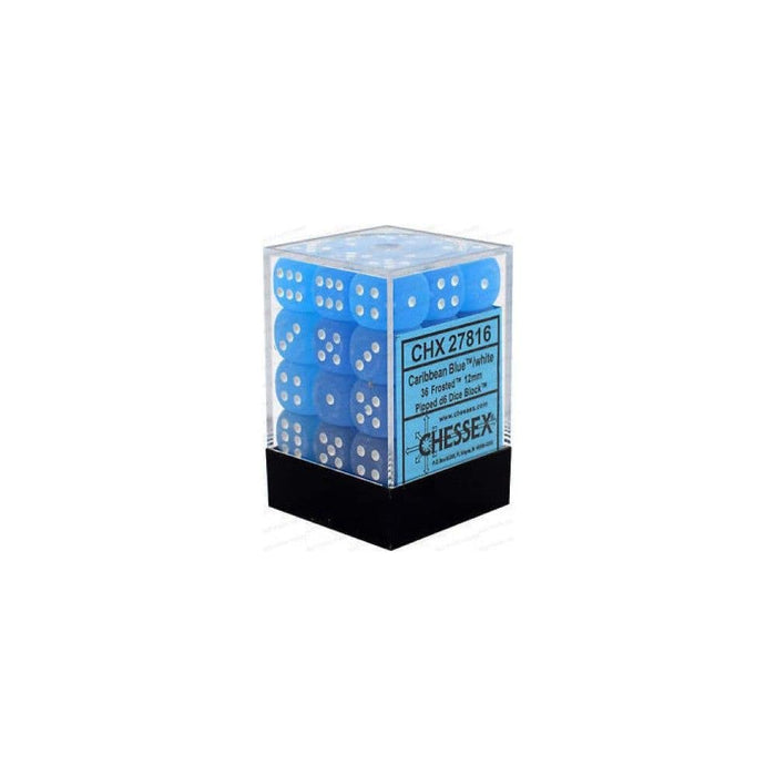 DND Dice Set-Chessex D&D Dice-12mm Frosted Caribbean Blue Plastic Polyhedral Dice Set-Dungeons and Dragons Dice Includes 36 Dice ‚Äì D6 (CHX27816)